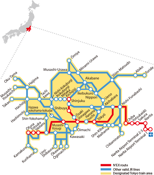 TOKYO Round Trip Ticket Map Image