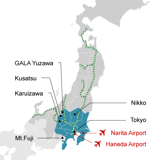 JR Tokyo Wide Pass map Image