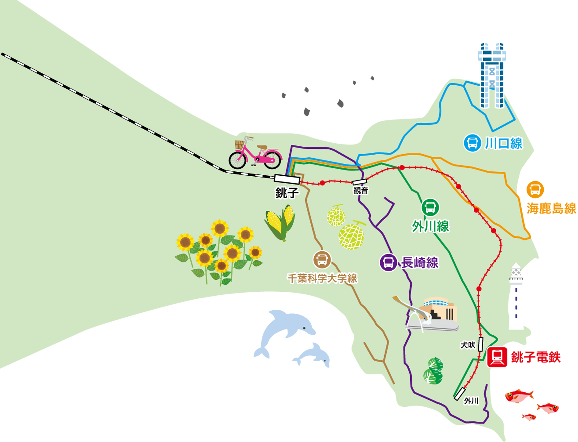 銚子市エリアの地図
