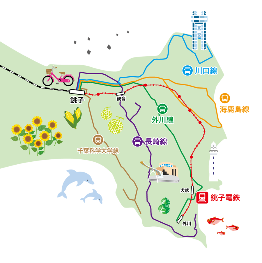 銚子市エリアの地図