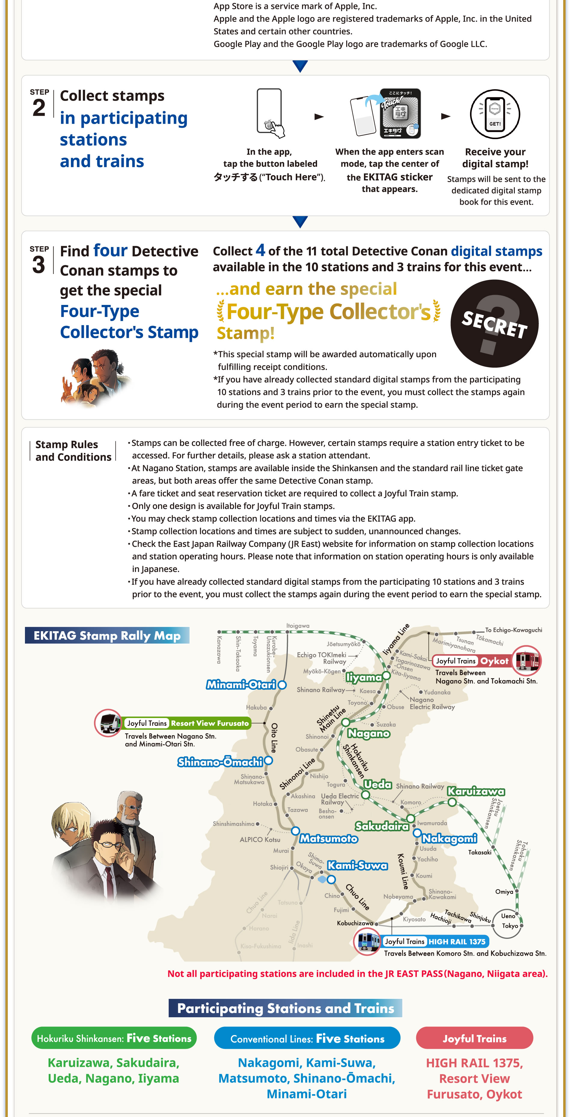 EKITAG Stamp Rally Collect digital stamps in 10 stations and 3 trains in Nagano Prefecture! How To Play EKITAG Stamp Rally Map
