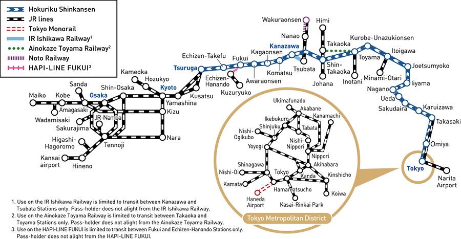 The Hokuriku Arch Pass Usage Area Map