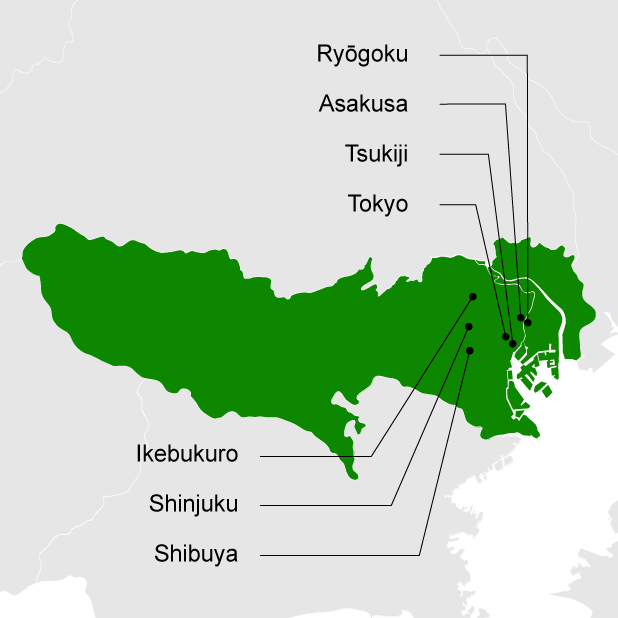 「エリア内の観光スポットを複数巡る場合」のイメージ地図