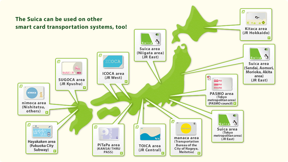 The Suica can be used on other smart card transportation systems, too!