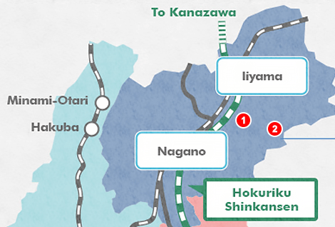 Peta contoh perjalanan wisata Nagano