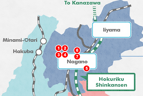 長野観光モデルコースの地図