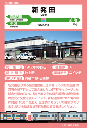 新発田駅のカード（背面）