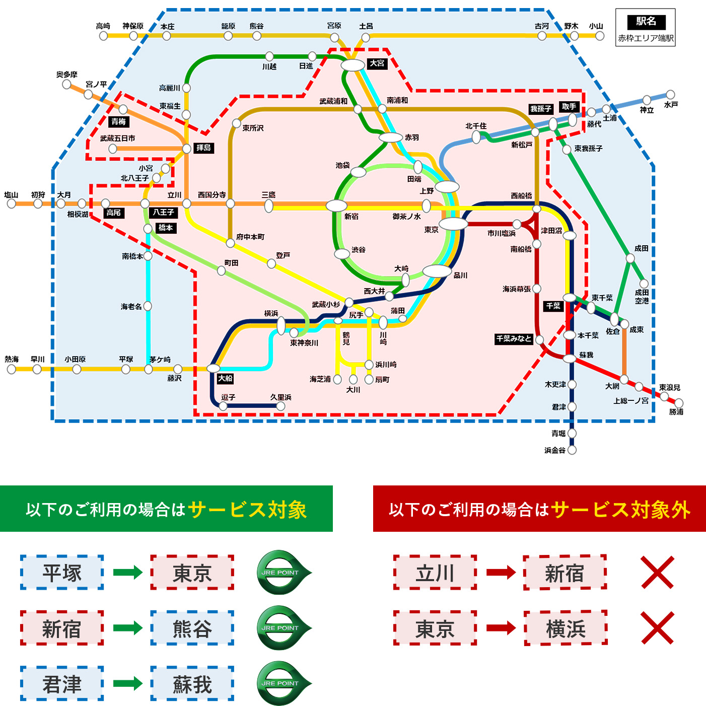 オフピークポイントサービス対象エリア