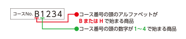 コース番号の頭のアルファベットがBまたはHで始まる商品 コース番号の頭の数字が1〜4で始まる商品