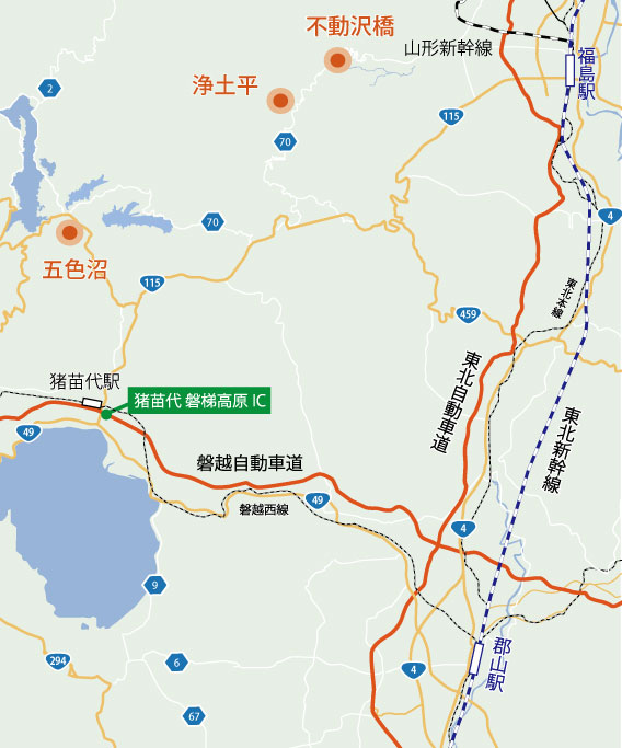 福島県・磐梯高原の地図