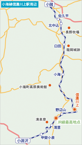 長野県小海線信濃川上駅周辺の地図