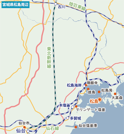 宮城県松島周辺の地図
