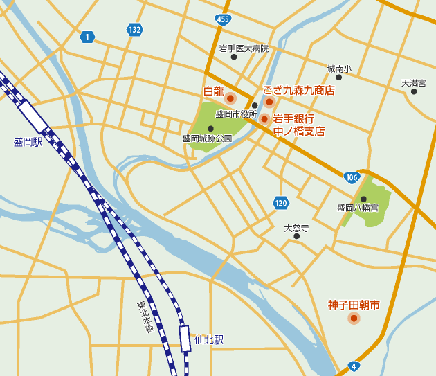 岩手県盛岡市の地図
