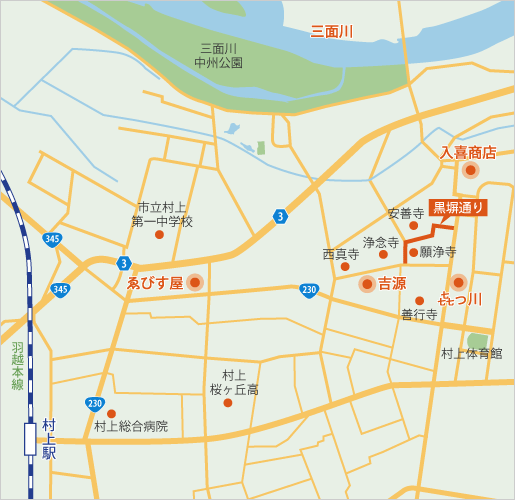 新潟県村上市の地図