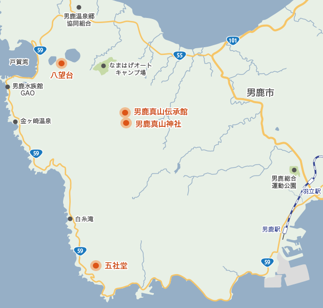秋田県男鹿市の地図