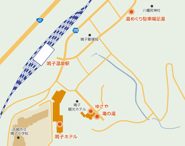 大崎市鳴子温泉の地図