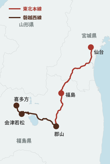 フルーティアふくしまの運行ルート地図