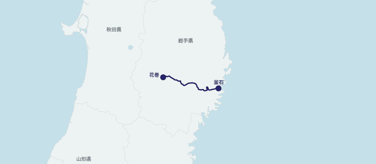 SL銀河の運行ルート地図