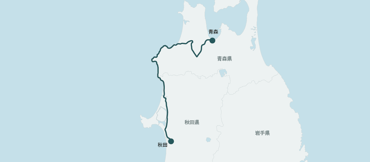 リゾートしらかみ（橅／青池／くまげら）の運行ルート地図