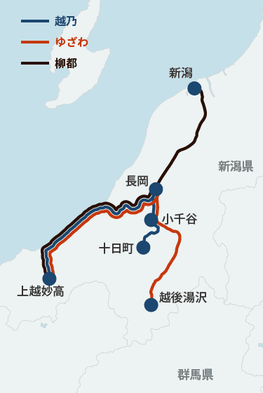 越乃Shu*Kuraの運行ルート地図