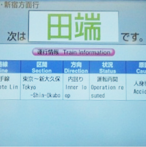 列車運行案内情報を、車内表示器(LEDなど)に伝送