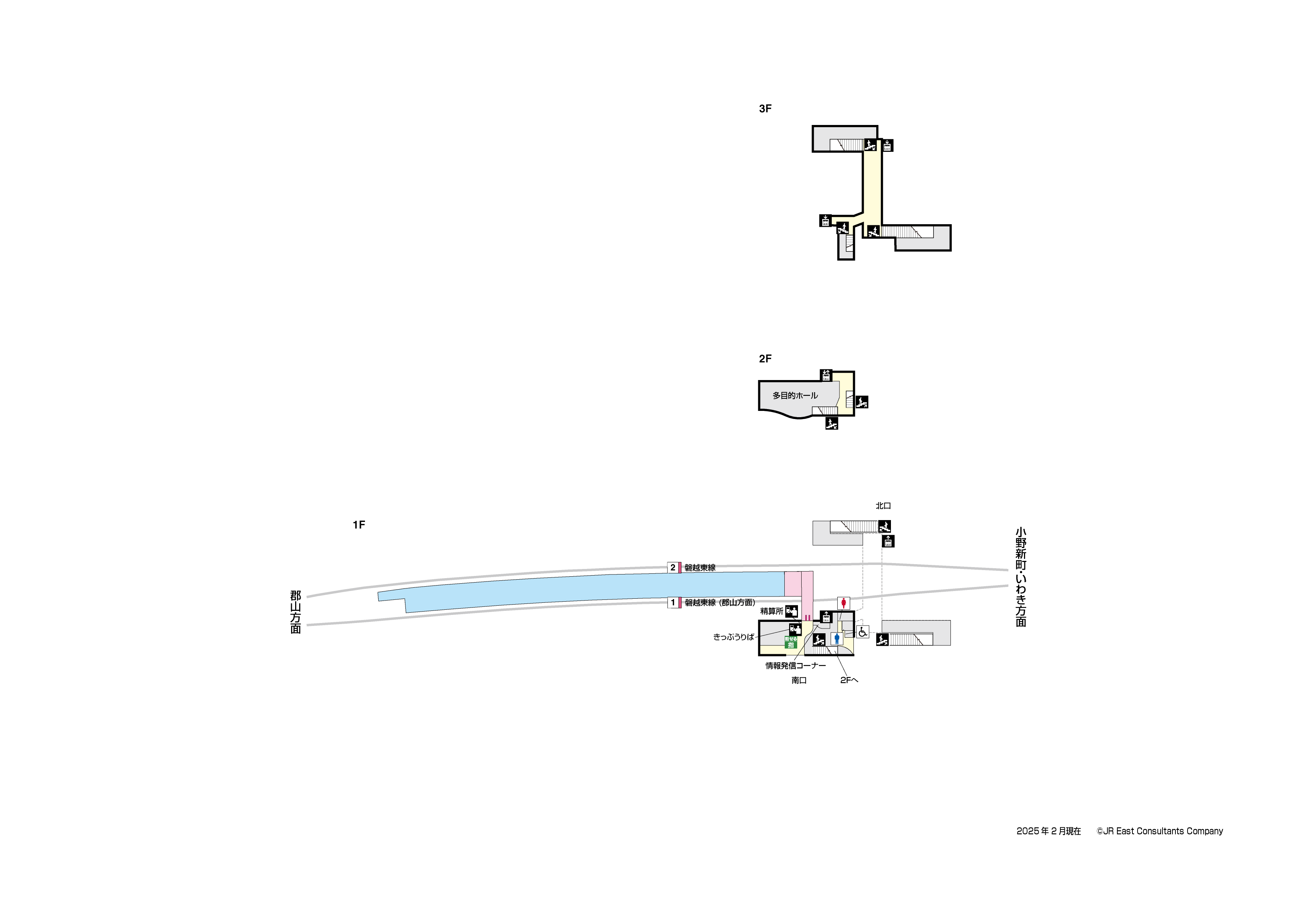 船引駅　1F-3F構内図