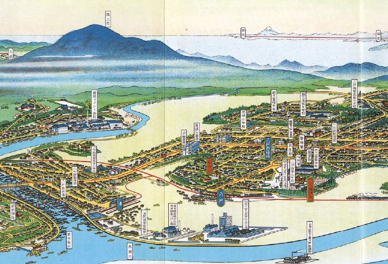八戸市鳥瞰図の写真