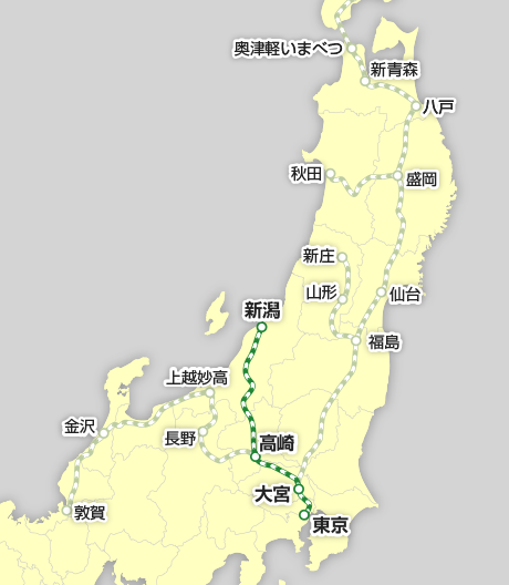 上越新幹線の路線図