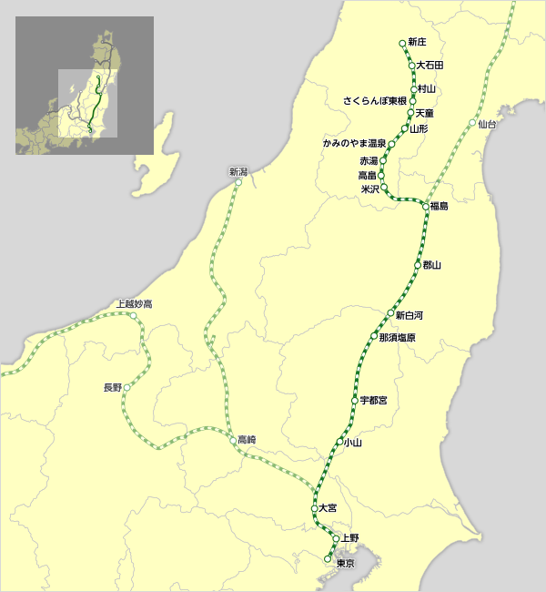 「山形新幹線 路線図」の画像検索結果