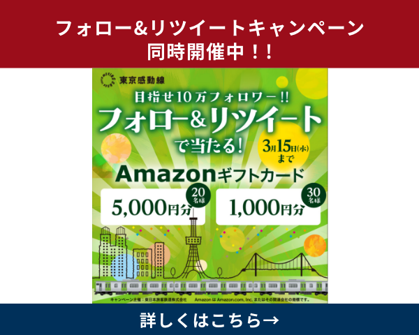 フォロー&リツイートキャンペーン同時開催中！!詳しくはこちら→