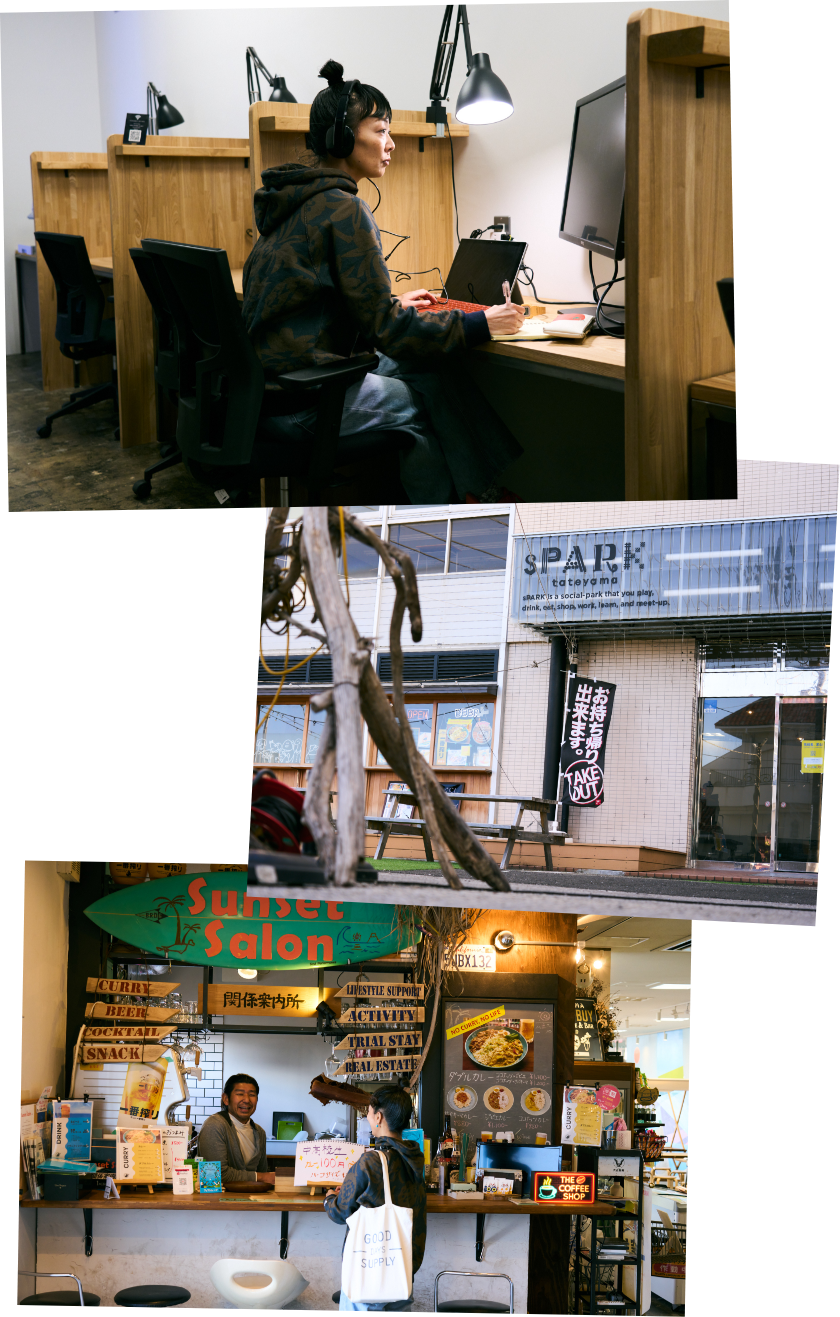 急なオンラインミーティングにも、駅前で対応。