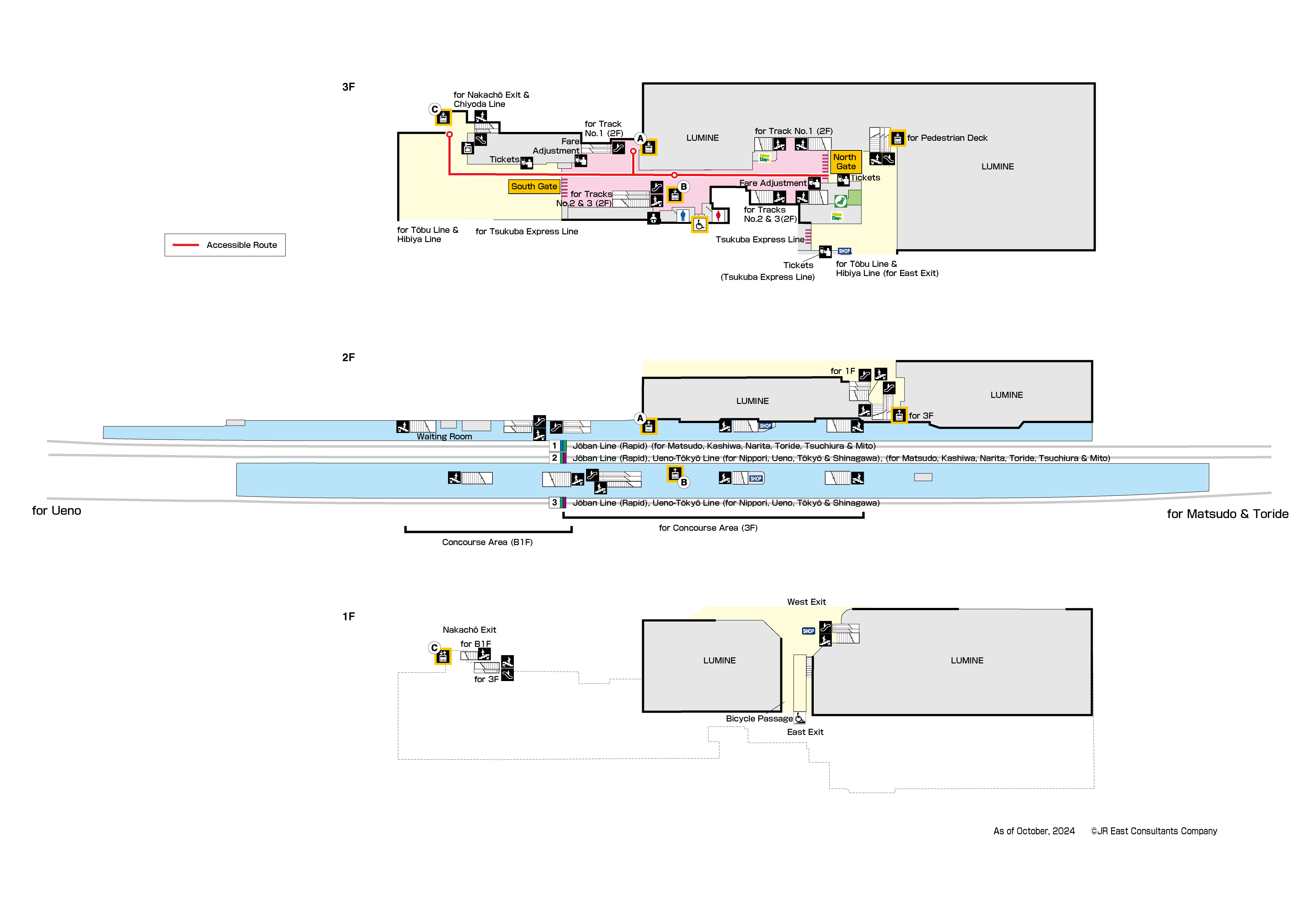 Kita-Senju Station 1F-3FMap