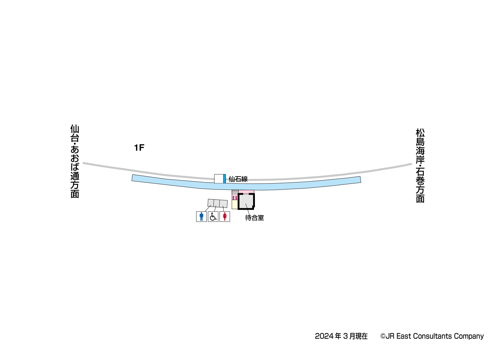 陸前浜田駅　1F構内図