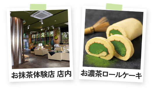 お抹茶体験店 店内 お濃茶ロールケーキ