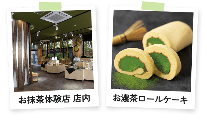 お抹茶体験店 店内 お濃茶ロールケーキ